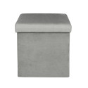 Pouf Coffre Pliable en Velours Côtelé Gris