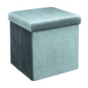 Pouf Coffre Pliable en Velours Côtelé Bleu Canard