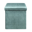 Pouf Coffre Pliable en Velours Côtelé Bleu Canard