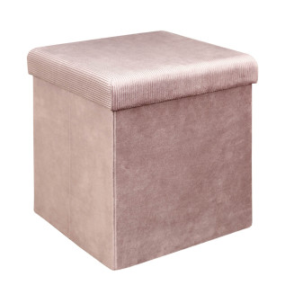 Pouf Coffre Pliable en Velours Côtelé Rose