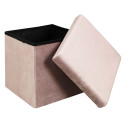 Pouf Coffre Pliable en Velours Côtelé Rose