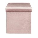 Pouf Coffre Pliable en Velours Côtelé Rose