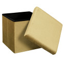 Pouf Coffre Pliable en Velours Côtelé Jaune Moutarde