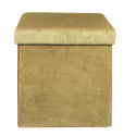 Pouf Coffre Pliable en Velours Côtelé Jaune Moutarde