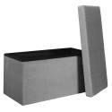 Banc Coffre Pliable en Velours Côtelé Gris