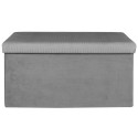 Banc Coffre Pliable en Velours Côtelé Gris