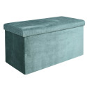 Banc Coffre Pliable en Velours Côtelé Bleu Canard