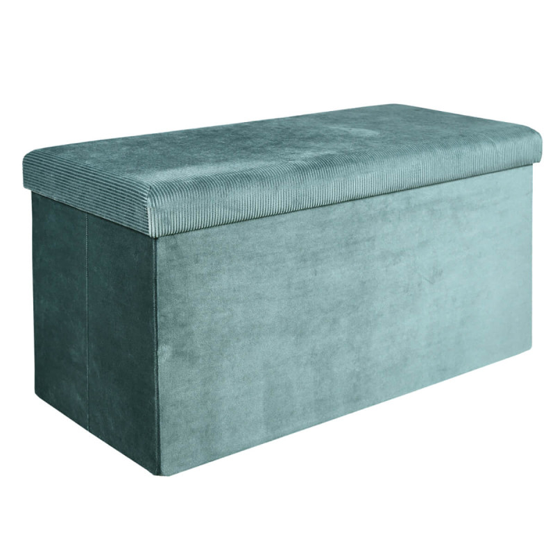 Banc Coffre Pliable en Velours Côtelé Bleu Canard Banc Coffre Pliable en Velours Côtelé Bleu Canard