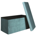 Banc Coffre Pliable en Velours Côtelé Bleu Canard