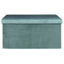 Banc Coffre Pliable en Velours Côtelé Bleu Canard