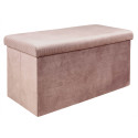 Banc Coffre Pliable en Velours Côtelé Rose