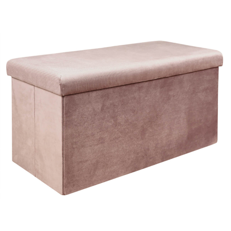 Banc Coffre Pliable en Velours Côtelé Rose Banc Coffre Pliable en Velours Côtelé Rose