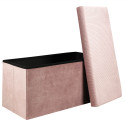 Banc Coffre Pliable en Velours Côtelé Rose