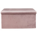 Banc Coffre Pliable en Velours Côtelé Rose