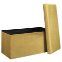 Banc Coffre Pliable en Velours Côtelé Jaune Moutarde