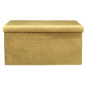 Banc Coffre Pliable en Velours Côtelé Jaune Moutarde