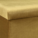 Banc Coffre Pliable en Velours Côtelé Jaune Moutarde
