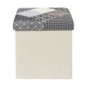 Pouf Coffre Pliable Motif Patchwork Gris