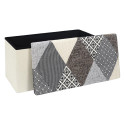 Banc Coffre Pliable Motif Patchwork Gris