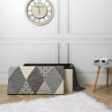 Banc Coffre Pliable Motif Patchwork Gris