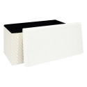 Banc Coffre Pliable Tressé Motif Géométrique Blanc et Beige