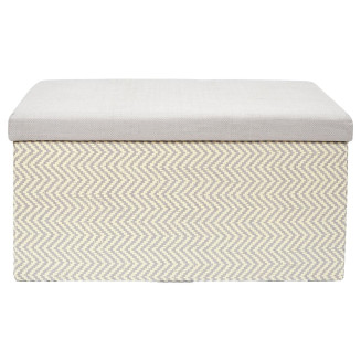 Banc Coffre Pliable Tressé Motif Géométrique Gris et Beige