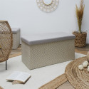 Banc Coffre Pliable Tressé Motif Géométrique Gris et Beige