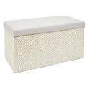 Banc Coffre Pliable Tressé Motif Géométrique Gris et Beige