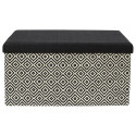 Banc Coffre Pliable Tressé Motif Géométrique Noir et Blanc