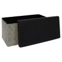 Banc Coffre Pliable Tressé Motif Géométrique Noir et Blanc