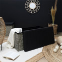 Banc Coffre Pliable Tressé Motif Géométrique Noir et Blanc