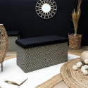 Banc Coffre Pliable Tressé Motif Géométrique Noir et Blanc