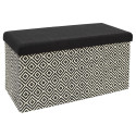Banc Coffre Pliable Tressé Motif Géométrique Noir et Blanc