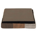 Pouf Coffre Pliable Motif Patchwork Aspect Vieux Cuir