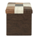 Pouf Coffre Pliable Motif Patchwork Aspect Vieux Cuir