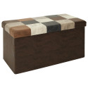 Banc Coffre Pliable Motif Patchwork Aspect Vieux Cuir