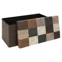 Banc Coffre Pliable Motif Patchwork Aspect Vieux Cuir
