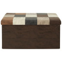 Banc Coffre Pliable Motif Patchwork Aspect Vieux Cuir