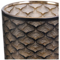 Vase Cylindrique en Verre Noir et Cuivre à Motifs