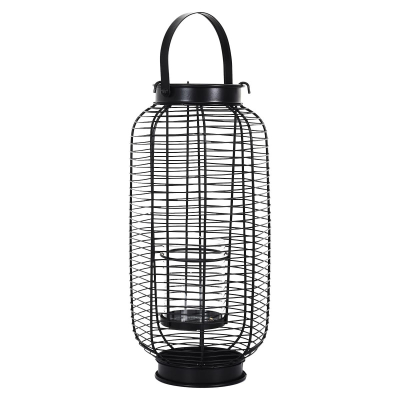 Lanterne en Métal Filaire Noir H42,5cm Lanterne en Métal Filaire Noir H42,5cm