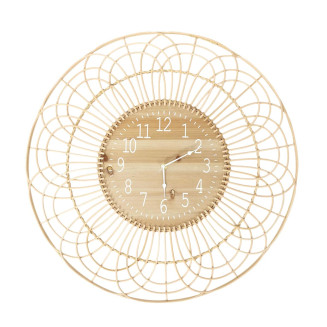 Horloge Murale Bohème Rosace Ajourée en Rotin Ø70cm