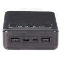 Batterie de Secours Externe 30000mAh Noire avec Lampe LED