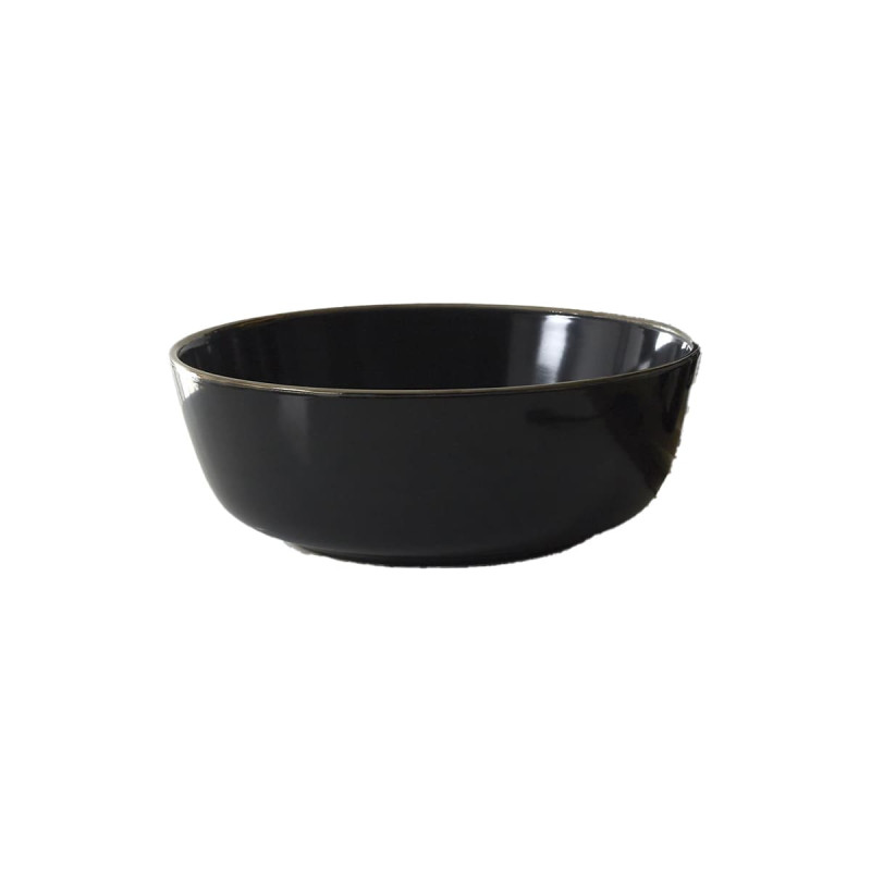 Saladier en Grès Noir Liseré Doré Ø25cm Saladier en Grès Noir Liseré Doré Ø25cm