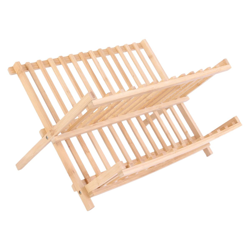 Egouttoir à Vaisselle Pliable en Bambou Naturel