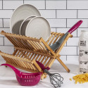 Egouttoir à Vaisselle Pliable en Bambou Naturel