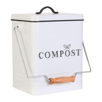 Poubelle de Compostage 5L en Acier Inoxydable Blanc