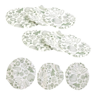 Pack 3 x 3 Couvercles Souples en Coton Réutilisables Motif Légumes