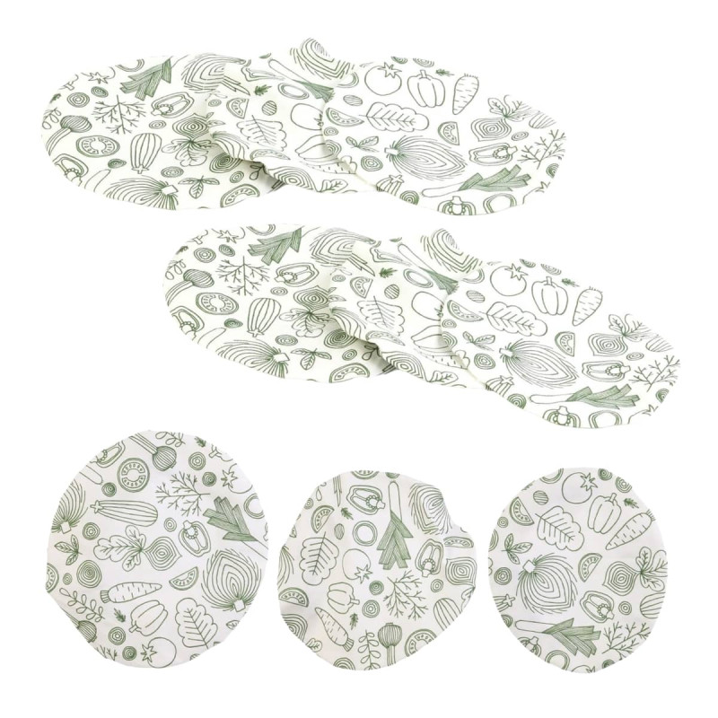 Pack 3 x 3 Couvercles Souples en Coton Réutilisables Motif Légumes