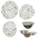 Pack 3 x 3 Couvercles Souples en Coton Réutilisables Motif Légumes