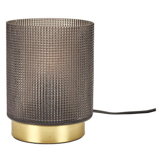 Lampe à Poser en Verre Fumé Embossé Noir Socle Doré